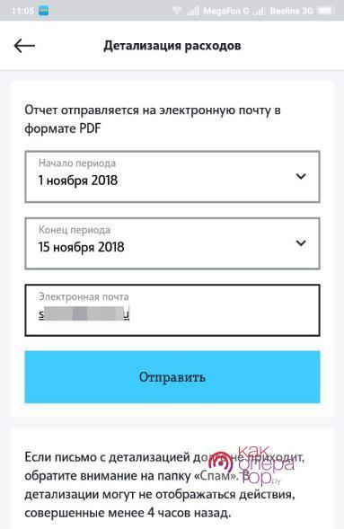 Заказать детализацию звонков теле2 на электронную